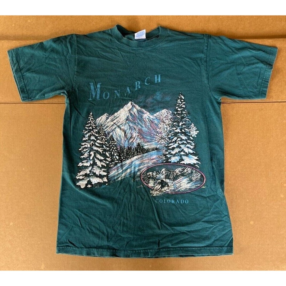 Vintage Monarch Colorado Glitter Mountains Shirt Size Medium
